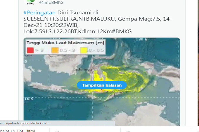 Gempa NTT, BMKG Keluarkan Peringatan Dini Tsunami Di Maluku - Siwalima