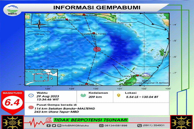 Gempa Magnitudo 6,4 Guncang Laut Banda - Siwalima